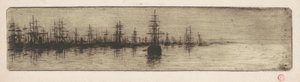 Tall Ships in a Harbor by Henri-Charles Guérard