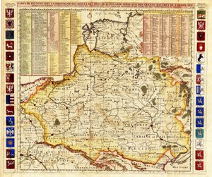 Map of Poland Includes Portions of Livonia and Grand Duchy of Moscow by Henri Abraham Chatelain