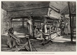 Batak women, North Sumatra ethnic group, weaving by Henri Alphonse Louis Laurent Desrousseaux