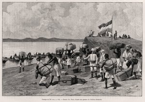 Passage of the Nile. Engraving by A. Paris to illustrate the story 