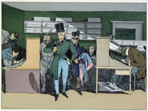 12 noon: arrival of Mr. the Head of Division, compulsory work - in "Administrative morals" by Henri Monnier