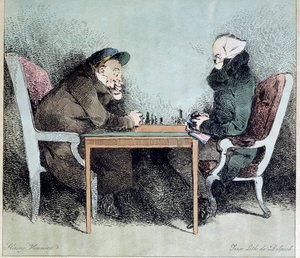 Chess players Engraving by Henry Monnier by Henri Bonaventure Monnier