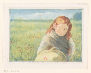 Girl with Basket in a Flower Meadow