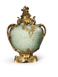 One of a pair of Louis XV style vases and covers, mounts dated 1883, porcelain late eighteenth- early nineteenth century by Henri Dasson