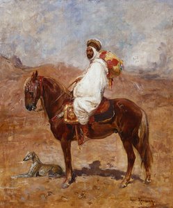 An Arab on a Horse in a Desert Landscape