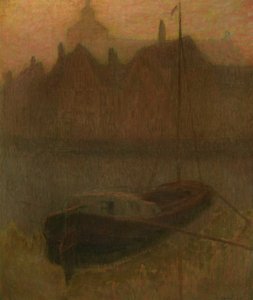 Boat on the Canal (Morning) by Henri Eugene Augustin Le Sidaner