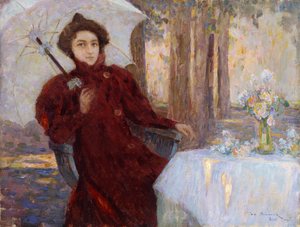 Woman with an Umbrella by Henri Eugene Augustin Le Sidaner