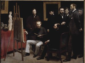 A workshop at the Batignolles (with several portraits of artist)