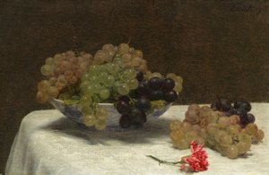 Still Life with Grapes and a Carnation by Ignace Henri Jean Fantin Latour