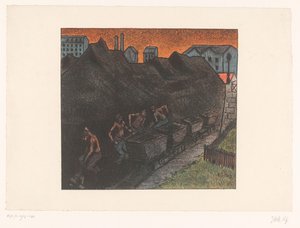 Four Miners Shoveling Coal into Carts (Theatre Libre Performances) by Henri Gabriel Ibels