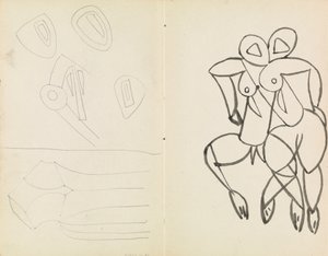 Five Abstract Sketches, and Studies for Male and Female Figures by Henri Gaudier Brzeska