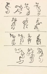 Four Registers of Fourteen Dancing Figures by Henri Gaudier Brzeska