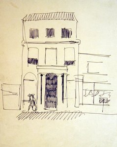 London Street with Figures; Female Promenader