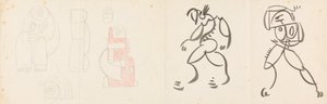 Two Dancing Figures and Five Studies for a Mother and Child Grouping by Henri Gaudier Brzeska
