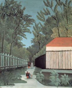 Landscape in Montsouris Park with five figures