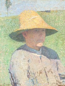 Portrait of a Young Boy Wearing a Straw Hat 1890