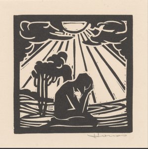 Kneeling Figure in a Landscape with Trees