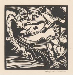 Two Naked Men by a Swirling Mass of Air