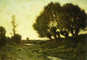 A Wooded Landscape with a Stream by Henri Joseph Harpignies