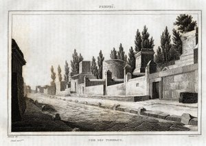 The way of the tombs, in Pompeii, engraving by Labrouste, in 