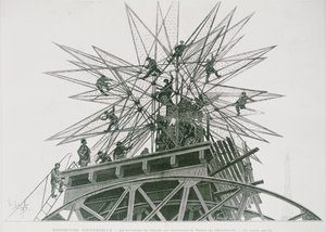 Universal Exposition of 1900: Installation of the Star on Top of the Palace of Electricity by Henri Lanos