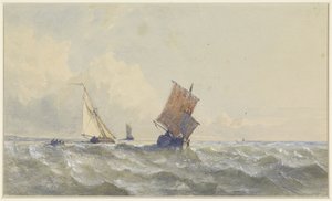 View of the Open Sea with Three Sailing Ships