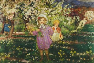 Children in an Orchard in Blossom by Henri Lebasque