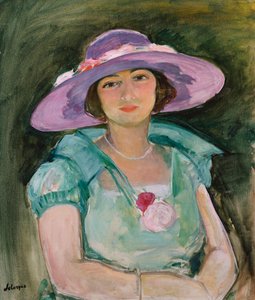 Portrait of Marthe Lebasque in a Purple Hat by Henri Lebasque