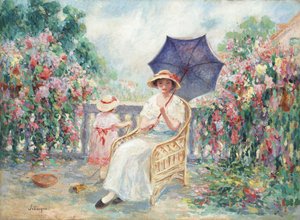 Young Girl and Child on a Terrace