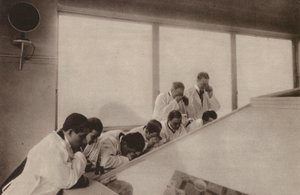Paris: During an Operation, in a Modern Hospital; Operation as Seen from Above in a Hospital by Henri Manuel
