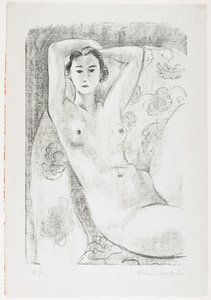 Seated Nude in Armchair with Floral Decoration by Henri Matisse
