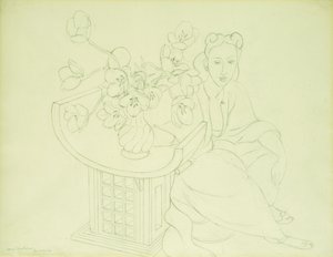 Seated Woman with a Vase of Tulips by Henri Matisse
