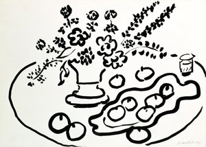 Still Life with Vase of Flowers and Plate of Fruit by Henri Matisse