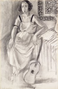 Woman Sitting with a Guitar by Henri Matisse