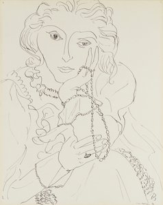 Woman with Ruffled Shirt and Pearl Necklace by Henri Matisse