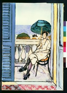 Woman with a Green Parasol on a Balcony by Henri Matisse