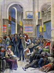 Italian immigrants seek shelter at the Gare Saint Lazare