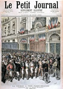 Start of the crowd participating in the Paris - Belfort running organised by the Petit Journal - in 