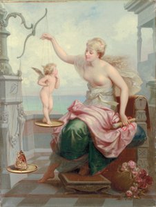 Weighing Cupid Against a Butterfly by Henri Pierre Picou