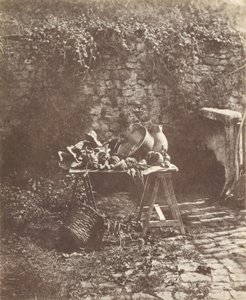 Still Life - Cauldron, Jug, and Vegetables on a Trestle Table by Henri Victor Regnault