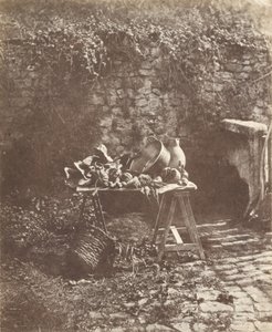 Still Life: Cauldron, Jug, and Vegetables on a Trestle Table by Henri Victor Regnault