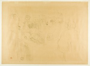 The Lebaudy Trial, Mademoiselle Marsy Giving Evidence by Henri de Toulouse-Lautrec