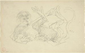 A Monkey Playing on His Back by Henri de Toulouse Lautrec
