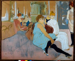 The salon of the rue des Moulins (Paris). Watercolour by Henri De Toulouse Lautrec by Henri de Toulouse Lautrec