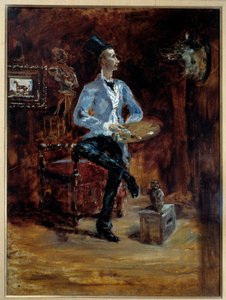 Portrait of the painter Rene Princeteau (1849-1914) in his workshop
