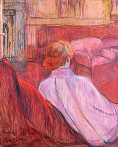 Woman Seated on a Red Settee