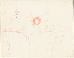 Woman with a Tray—Breakfast (Madame Baron and Mademoiselle Popo), plate two from Elles by Henri de Toulouse Lautrec