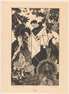St. Francis and the Birds by Henri van der Stok (signed by artist)