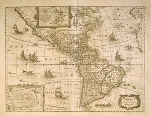 Map of the Americas by Henricus Hondius