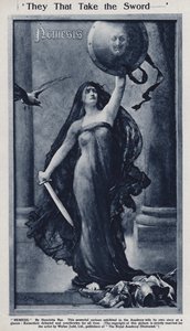Nemesis, cartoon on the defeat of Kaiser Wilhelm II and Germany in World War I exhibited in the Royal Academy by Henrietta (after) Rae